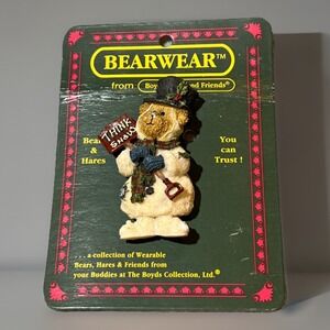Boyds Bearwear Pin Frosty B. Snowbear Think Snow Resin Winter‎ Vintage 2000 New
